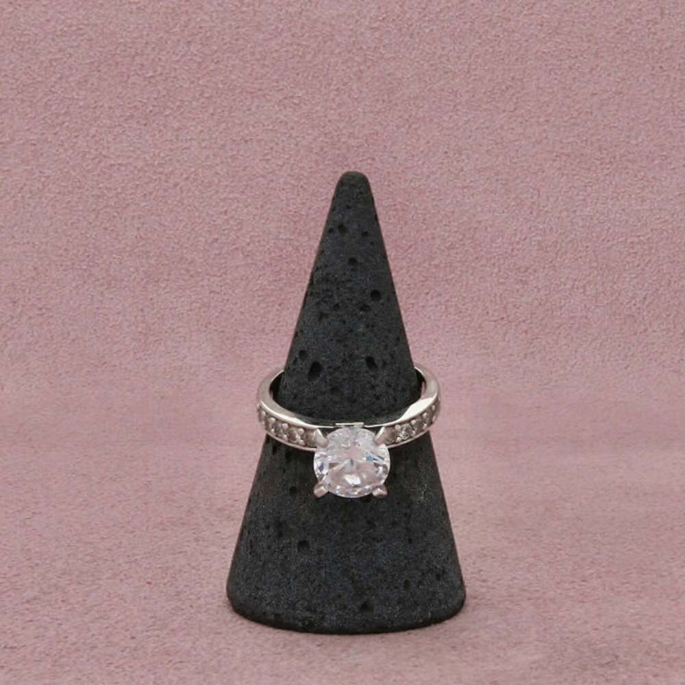 Danbury Mint Sterling Silver C Z Engagement Round-Cut Solitaire Ring Size 7
